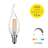 5 Pack Clear Flame Tip Candle LED E14 Bulb 4w